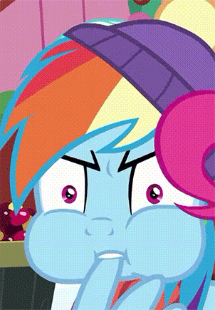 Size: 302x435 | Tagged: safe, screencap, character:pinkie pie, character:rainbow dash, species:pony, episode:best gift ever, episode:triple pony dare ya, g4, my little pony: friendship is magic, animated, constipated, constipation, faec, gif, hearth's warming shorts, loop, puffy cheeks, rainbow dash is best facemaker, rainbowsnap