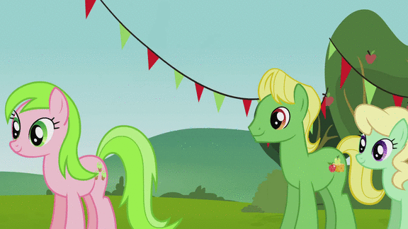 Size: 576x324 | Tagged: safe, screencap, character:apple bloom, character:apple honey, character:babs seed, character:red gala, character:wensley, episode:apple family reunion, g4, my little pony: friendship is magic, adorababs, adorabloom, animated, apple family member, cute, event horizon of cuteness, hug