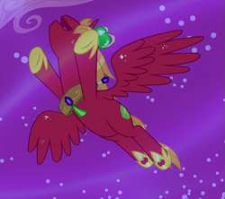 Size: 551x490 | Tagged: safe, screencap, character:big mcintosh, species:alicorn, species:pony, episode:do princesses dream of magic sheep?, alicornified, cropped, flying, jewelry, male, princess big mac, race swap, regalia, spread wings, stallion, wings