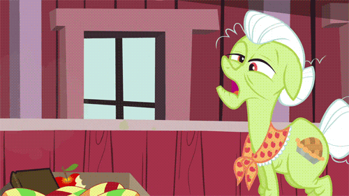 Size: 500x281 | Tagged: safe, screencap, character:granny smith, episode:apple family reunion, g4, my little pony: friendship is magic, animated, sneezing