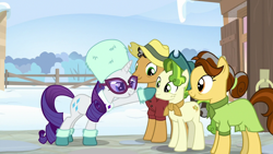 Size: 1280x720 | Tagged: safe, screencap, character:butternut, character:oak nut, character:pistachio, character:rarity, species:pony, episode:best gift ever, g4, my little pony: friendship is magic, boop, cute, pistachiaww