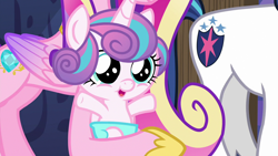 Size: 1280x720 | Tagged: safe, screencap, character:princess cadance, character:princess flurry heart, character:shining armor, species:pony, episode:best gift ever, g4, my little pony: friendship is magic, adorable face, baby, baby pony, cooing, cuddly, cute, cuteness overload, cutest pony alive, cutest pony ever, dawwww, female, filly, flurrybetes, foal, hnnng, huggable, hugs needed, smiling, solo focus, spread hooves, weapons-grade cute