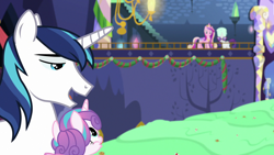 Size: 1280x720 | Tagged: safe, screencap, character:princess cadance, character:princess flurry heart, character:rarity, character:shining armor, episode:best gift ever, g4, my little pony: friendship is magic, food, pudding, puddinghead's pudding, twilight's castle