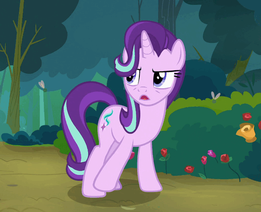 Size: 536x435 | Tagged: safe, screencap, character:starlight glimmer, species:pony, species:unicorn, episode:the mean 6, g4, my little pony: friendship is magic, animated, annoyed, cute, female, flailing, flies, fly, frown, gif, glare, gritted teeth, hoofy-kicks, horses doing horse things, insect, mare, solo, swatting, tail flick, underhoof, waving