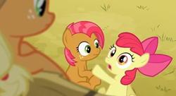 Size: 604x328 | Tagged: safe, screencap, character:apple bloom, character:applejack, character:babs seed, episode:apple family reunion, g4, my little pony: friendship is magic