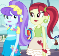 Size: 1107x1046 | Tagged: safe, screencap, character:aqua blossom, character:rainbow dash, equestria girls:rollercoaster of friendship, g4, my little pony:equestria girls, cropped, rose heart