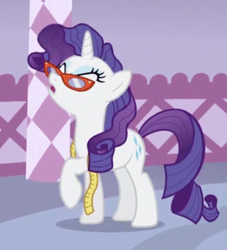Size: 327x360 | Tagged: safe, screencap, character:rarity, episode:suited for success, g4, my little pony: friendship is magic, animated, gif, glasses, measuring tape, rarity's glasses, scrunchy face, solo, stomping