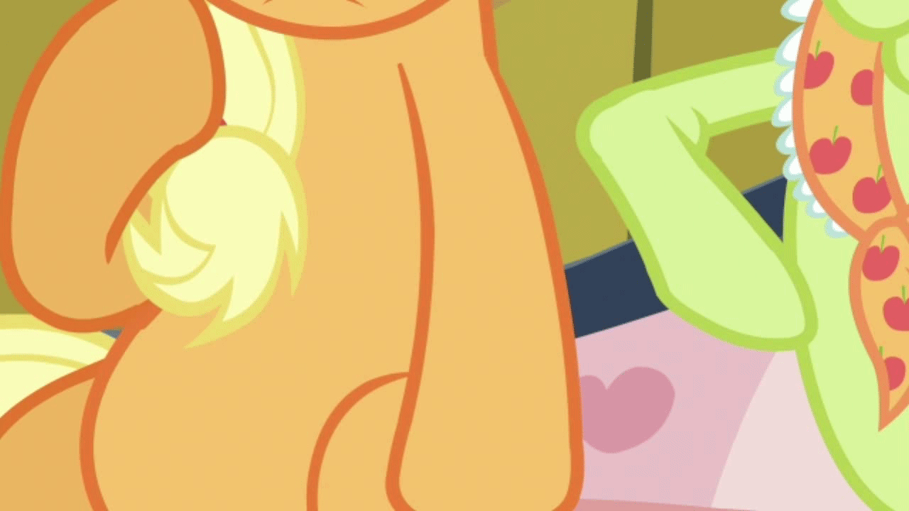 Size: 1280x720 | Tagged: safe, screencap, character:applejack, character:granny smith, episode:apple family reunion, g4, my little pony: friendship is magic, animated, bump