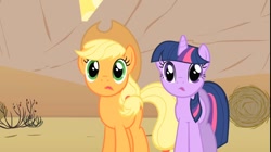 Size: 1170x654 | Tagged: safe, screencap, character:applejack, character:twilight sparkle, derp