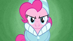 Size: 955x537 | Tagged: safe, screencap, character:pinkie pie, species:earth pony, species:pony, episode:best gift ever, episode:triple pony dare ya, g4, my little pony: friendship is magic, adorabolical, clothing, cute, diapinkes, evil grin, female, grin, hearth's warming shorts, looking at you, mare, smiling, smirk, solo