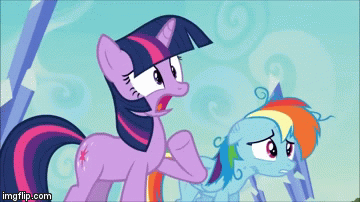Size: 360x202 | Tagged: safe, screencap, character:rainbow dash, character:twilight sparkle, character:twilight sparkle (unicorn), species:pegasus, species:pony, species:unicorn, episode:games ponies play, g4, my little pony: friendship is magic, animated, breathing, female, frown, gif, glare, gritted teeth, hyperventilating, imgflip, mare, messy mane, open mouth, panic, twilighting, wide eyes