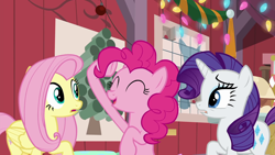 Size: 1280x720 | Tagged: safe, screencap, character:fluttershy, character:pinkie pie, character:rarity, episode:the great escape room