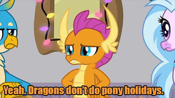 Size: 600x338 | Tagged: safe, screencap, character:gallus, character:silverstream, character:smolder, species:dragon, species:griffon, species:hippogriff, episode:the hearth's warming club, g4, my little pony: friendship is magic, animated, dragoness, female, gif, hearth's warming doll