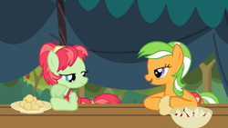 Size: 1265x711 | Tagged: safe, screencap, character:apple dumpling, character:apple leaves, episode:apple family reunion, g4, my little pony: friendship is magic, apple family member