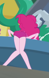 Size: 493x774 | Tagged: safe, screencap, character:pinkie pie, episode:x marks the spot, g4, my little pony:equestria girls, ass, balloonbutt, bent over, butt, clothing, cropped, female, legs, swimsuit, thighs