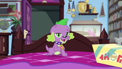 Size: 1280x720 | Tagged: safe, screencap, character:spike, character:spike (dog), species:dog, episode:reboxing with spike!, g4, my little pony:equestria girls, male, paws, solo