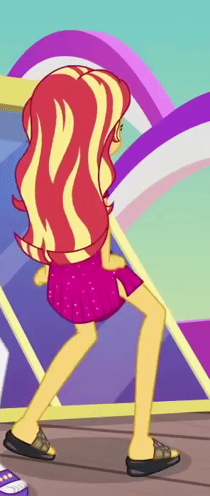Size: 296x700 | Tagged: safe, screencap, character:sunset shimmer, episode:i'm on a yacht, g4, my little pony:equestria girls, animated, ass, bunset shimmer, butt, butt shake, clothing, cropped, dancing, dress, feet, gif, legs, sandals, shimmy, skirt, sunset shimmy