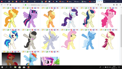 Size: 1366x768 | Tagged: safe, screencap, character:applejack, character:bon bon, character:carrot top, character:derpy hooves, character:dj pon-3, character:fluttershy, character:golden harvest, character:octavia melody, character:pinkie pie, character:rarity, character:roseluck, character:sweetie drops, character:trixie, character:twilight sparkle, character:twilight sparkle (alicorn), character:vinyl scratch, species:alicorn, species:pony, derpibooru, dab, meta