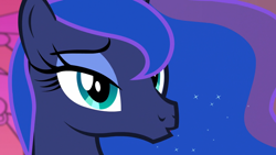 Size: 1280x720 | Tagged: safe, screencap, character:princess luna, species:alicorn, species:pony, episode:a royal problem, g4, my little pony: friendship is magic, canterlot castle, close-up, duckface, lidded eyes, solo, stained glass