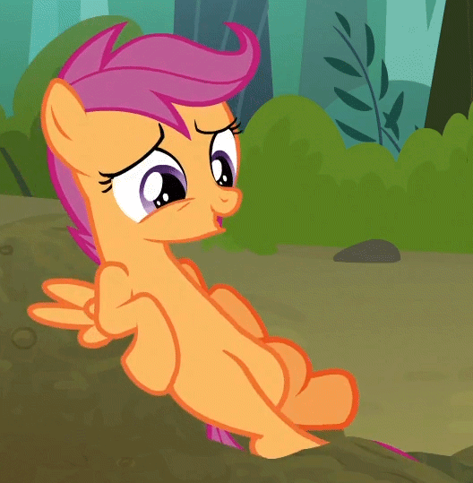Size: 528x539 | Tagged: safe, screencap, character:scootaloo, species:pegasus, species:pony, episode:sleepless in ponyville, g4, my little pony: friendship is magic, animated, female, filly, hoofy-kicks, stretching