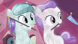 Size: 1280x720 | Tagged: safe, screencap, character:glass slipper, character:hope, species:crystal pony, species:pony, episode:games ponies play, g4, my little pony: friendship is magic, female, filly, flag