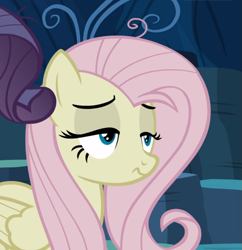 Size: 895x924 | Tagged: safe, screencap, character:fluttershy, character:mean fluttershy, character:mean rarity, species:pony, episode:the mean 6, g4, my little pony: friendship is magic, clone, cropped, female, lidded eyes, solo focus