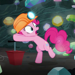 Size: 400x400 | Tagged: safe, screencap, character:pinkie pie, species:earth pony, species:pony, episode:rock solid friendship, g4, my little pony: friendship is magic, cropped, detonator, female, hard hat, hat, open mouth, solo
