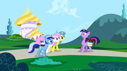 Size: 1280x720 | Tagged: safe, screencap, character:lemon hearts, character:minuette, character:twilight sparkle, character:twilight sparkle (unicorn), character:twinkleshine, species:pony, species:unicorn, episode:friendship is magic, g4, my little pony: friendship is magic, book, book of harmony, female, mare, saddle bag