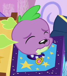Size: 1079x1217 | Tagged: safe, screencap, character:spike, character:spike (dog), species:dog, episode:street magic with trixie, g4, my little pony:equestria girls, collar, cropped, eyes closed, male, spike's dog collar