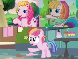 Size: 1200x900 | Tagged: safe, screencap, character:toola roola, character:toola roola (g3), species:earth pony, species:pony, episode:fame and misfortune, g3, g3.5, g4, my little pony: friendship is magic, comparison, g3 to g4, g3.5 to g4, generation leap