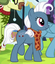 Size: 405x470 | Tagged: safe, screencap, species:earth pony, species:pegasus, species:pony, episode:best gift ever, g4, my little pony: friendship is magic, animation error, background pony, clothing, cropped, female, heart pacer, love sketch, mare, race swap, scarf, solo focus