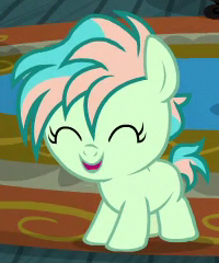 Size: 200x240 | Tagged: safe, screencap, species:earth pony, species:pony, episode:the hearth's warming club, g4, my little pony: friendship is magic, baby, baby pony, coral currents, cute, eyes closed, female, filly, foal, happy, solo