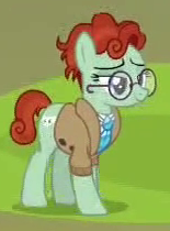 Size: 155x210 | Tagged: safe, screencap, species:earth pony, species:pony, episode:the parent map, g4, background pony, clothing, cropped, female, glasses, jacket, low quality, mare, necktie, picture for breezies, solo, unnamed pony