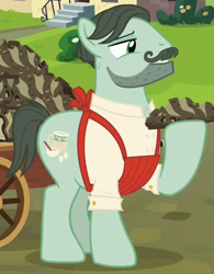 Size: 520x665 | Tagged: safe, screencap, character:cracked wheat, species:earth pony, species:pony, episode:the parent map, g4, ancient pony grain bread, cart, cropped, male, solo, stallion