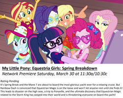 Size: 1350x1080 | Tagged: safe, screencap, character:applejack, character:fluttershy, character:pinkie pie, character:rainbow dash, character:rarity, character:sunset shimmer, character:twilight sparkle, character:twilight sparkle (scitwi), species:eqg human, episode:i'm on a yacht, equestria girls:spring breakdown, g4, my little pony:equestria girls, alternate hairstyle, blushing, cellphone, clothing, geode of fauna, geode of sugar bombs, geode of super speed, geode of super strength, group, hat, humane five, humane seven, humane six, magical geodes, peace sign, phone, pose, selfie, shipping fuel, sleeveless, smartphone, sunburn, sunglasses, synopsis, tanned