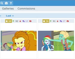 Size: 464x367 | Tagged: safe, screencap, character:adagio dazzle, character:rainbow dash, character:snails, character:zephyr breeze, derpibooru, episode:overpowered, equestria girls:rainbow rocks, g4, my little pony:equestria girls, background human, juxtaposition, meta, rose heart, tennis match, zephyr's necklace