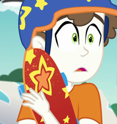Size: 1024x1079 | Tagged: safe, screencap, character:super funk, episode:sic skateboard, g4, my little pony:equestria girls, background human, cropped, helmet, male, shocked