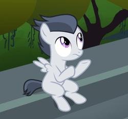 Size: 940x874 | Tagged: safe, screencap, character:rumble, species:pegasus, species:pony, episode:marks and recreation, g4, my little pony: friendship is magic, bleachers, colt, cropped, looking up, male, sitting