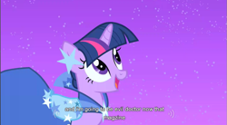 Size: 855x472 | Tagged: safe, screencap, character:twilight sparkle, species:pony, species:unicorn, episode:the best night ever, g4, my little pony: friendship is magic, clothing, dress, female, gala dress, mare, meme, night, solo, youtube caption
