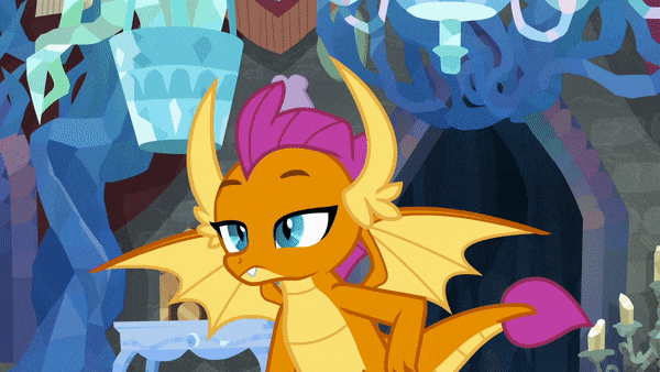 Size: 600x338 | Tagged: safe, screencap, character:smolder, species:dragon, episode:what lies beneath, g4, my little pony: friendship is magic, animated, claws, do not want, dragoness, female, gif, lidded eyes, no, refusal, solo, spread wings, wide eyes, wings