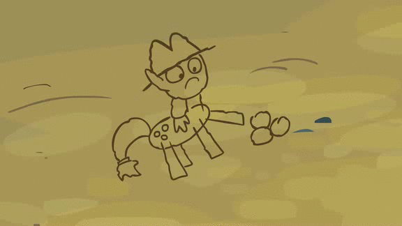 Size: 576x324 | Tagged: safe, screencap, character:applejack, character:spike, species:earth pony, species:pony, episode:spike at your service, g4, my little pony: friendship is magic, animated, drawing, plan, rock, stick figure, timber wolf