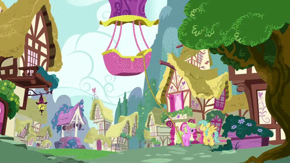 Size: 576x324 | Tagged: safe, screencap, character:daisy, character:spike, character:sunshower raindrops, episode:spike at your service, g4, my little pony: friendship is magic, animated, hot air balloon, twinkling balloon