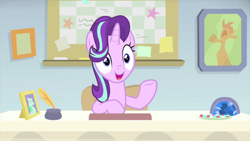 Size: 1280x720 | Tagged: safe, screencap, character:starlight glimmer, species:pony, episode:starlight the hypnotist, guidance counselor, solo, starlight's office