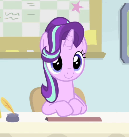 Size: 449x477 | Tagged: safe, screencap, character:starlight glimmer, species:pony, species:unicorn, episode:starlight the hypnotist, animated, cute, female, gif, glimmerbetes, hair flip, hair over one eye, headbob, mare, nodding, solo