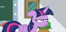 Size: 1668x811 | Tagged: safe, screencap, character:twilight sparkle, character:twilight sparkle (alicorn), species:alicorn, species:pony, episode:friendship university, g4, my little pony: friendship is magic, angry, cropped, female, floppy ears, frown, narrowed eyes, solo focus, twilight is not amused, unamused