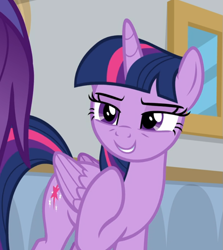 Size: 799x896 | Tagged: safe, screencap, character:twilight sparkle, character:twilight sparkle (alicorn), species:alicorn, species:pony, episode:friendship university, g4, my little pony: friendship is magic, confident, cropped, female, lidded eyes, solo focus