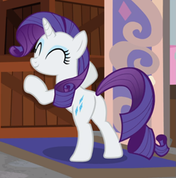 Size: 797x807 | Tagged: safe, screencap, character:rarity, species:pony, species:unicorn, episode:friendship university, g4, my little pony: friendship is magic, crate, cropped, cute, eyes closed, female, hug, mare, plot, raribetes, rear view, smiling, solo