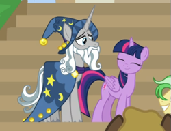 Size: 535x411 | Tagged: safe, screencap, character:star swirl the bearded, character:twilight sparkle, character:twilight sparkle (alicorn), species:alicorn, species:pony, episode:friendship university, g4, my little pony: friendship is magic, cropped, cute, duo focus, female, male, offscreen character, smiling, twiabetes