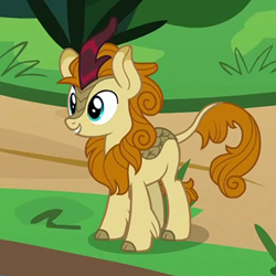 Size: 400x400 | Tagged: safe, screencap, character:autumn afternoon, species:kirin, episode:sounds of silence, g4, my little pony: friendship is magic, background kirin, cropped, cute, grin, happy, kirinbetes, leg fluff, male, smiling, solo