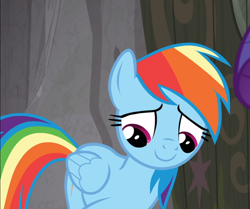 Size: 1092x912 | Tagged: safe, screencap, character:rainbow dash, species:pegasus, species:pony, episode:the end in friend, g4, my little pony: friendship is magic, cropped, embarrassed, female, solo
